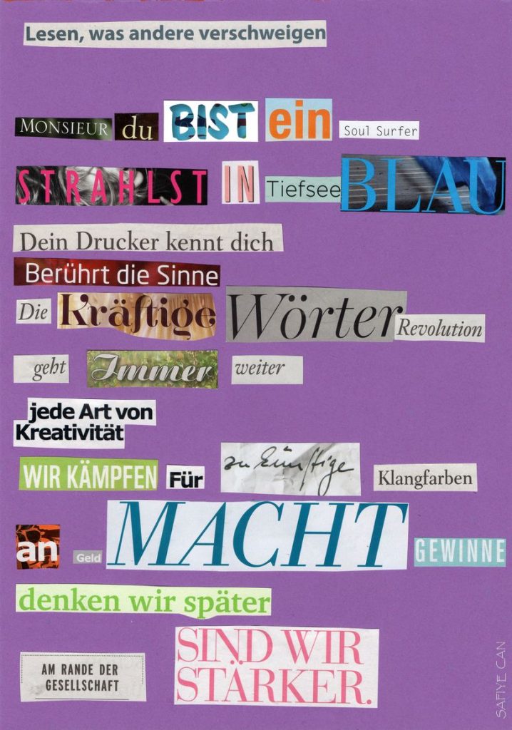Lesen was andere verschweigen_Safiye Can_Gedichtkollage_Spielarten der Lyrik Paulus Böhmer